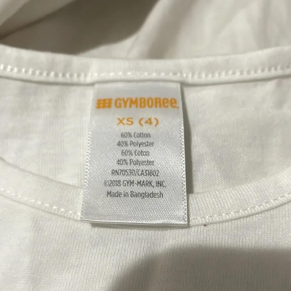 Gymboree xs 4 long sleeve white t with graphic masked girl euc worn once